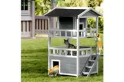 i.Pet Cat House Outdoor Shelter 72cm x 72cm x 127cm Rabbit Hutch Wooden Condo Small Dog Pet Houses Enclosure