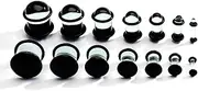 [Coiris] 14PCS Glass Ear Gauges Stretching Kit 2MM-14MM Short Taper Expander Glass Stretching Plugs for Ears Crazy Domed Body Piercing Jewelry Set