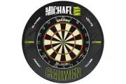 Winmau Blade 6 Dart Board + MVG Retro Dartboard Surround + Darts Set Bar Gift
