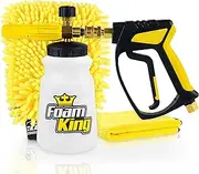 Foam Cannon Pressure Washer, Stubby Foam Gun Car Wash Sprayer, Power Washer Gun Swivel for Garden Hose with Wash Mitt & Detailing Microfiber Towel, Ultimate Power Wash