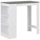 Kitchen Bar Table With 3 Layer Storage Shelf White Compact Dining Furniture Unit
