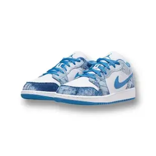 【NIKE 耐吉】休閒鞋 Air Jordan 1 Low GS 水洗 牛仔 丹寧 喬丹 運動 籃球 大童 女鞋(DM8947-100)