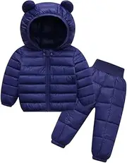 [LAVIQK] 2 Piece Toddler Winter Coats and Matching Pants Lightweight Puffer Padded Jacket Clothing Set Snowsuit Ski Suit