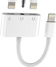 Lightning to 3.5mm Headphone Adapter(3-in-1)for iPhone 14 13 Pro Max Double Lighting Port Earphone Charger Splitter AUX Audio Jack for Apple for iPad Charging Cable Earbuds Wired Connector Car Adaptor
