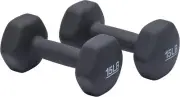 Neoprene Dumbbell Hand Weights 15 lb Pair in Dark Grey
