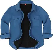 [ThCreasa] Boys Warm Sherpa Lined Buffalo Plaid Fleece Button Down Shirt Jacket