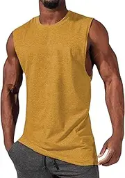 [VgueElegc] Men's Crewneck Solid Muscle Tank Top Athletic Running Muscle Beach Tank Top Crewneck Sleeveless Shirt for Men