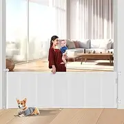 Upgraded 120 inch Retractable Baby Gates Extra Wide with Reinforced Strip Design to Prevent Crawling Through, 10 Foot Retractable Dog Gate, 34" Tall, Retractable Gate for Indoor/Outdoor