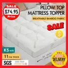 STARRY EUCALYPT Mattress Topper Bamboo Fibre Pillowtop Protector King Sing 11cm