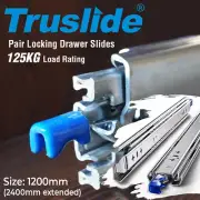 Locking Drawer Slides 1200mm (2400mm Extended) 125KG Heavy Duty Draw Slide
