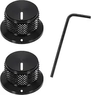uxcell 2Pcs Aluminium Knurled Potentiometer Knobs 1/4" Volume Tone Control Top Hat Knob for Guitar Instruments Audio Mixer Amplifier Black