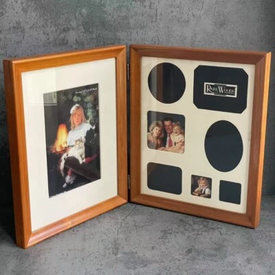 NOS VTG Rosewood Picture Frame 8x10" Double Photo Hinged 8-Photo Old Home Decor