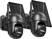 [SEHMUA] 2 Pack Outdoor Camera Wireless, 2K Solar Security Cameras Wireless Outdoor 360° View Battery Powered Camera, WiFi Home Security with Spotlight Color Night Vision, PIR Sensor