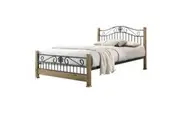 Cosmo Double Size Bed Frame - Black Metal Frame - Maple
