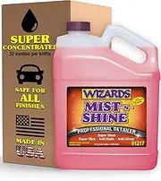 Wizards Mist-N-Shine Professional Detailer - Multi-Use Glass Cleaner for Vehicles - Adds Gloss to Paint, Chrome and Glass - 1 Gallon Refill for Spray Bottle - Made in USA