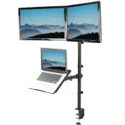 VIVO Dual 13" to 27" Monitor Mount with Laptop Holder, Tall Adjustable Stand