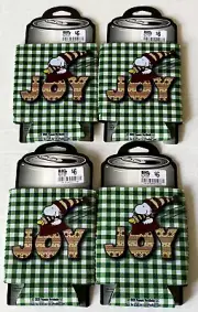 Set of 4 Koozies Coozies Can Coolers Snoopy - Peanuts One Side - Joy On Backside