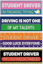 4pcs Student Driver Magnet for Car, Reflective Car Bumper Stickers Please be Patient Student Magnet Driver in Training Car Magnet Vehicle Safety Attention Sign for Car Windows