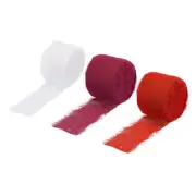 3 Rolls Chiffon Ribbon 1-1/2" 10Yard Deep Red/Red/White