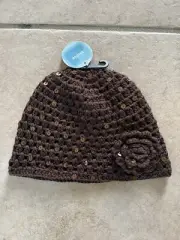 New brown with sequins beanie hat one size skullie