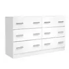 Artiss Six Drawers Lowboy Bedside Storage Cabinet Bedroom Table Chest White Wood