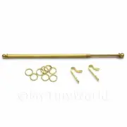 Dolls House Miniature 5 Inch Extending Brass Curtain Rod And Rings