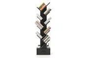 Giantex Tree Bookshelf Wood Bookcase w/10 Shelves & Drawer Home Office Display Rack Black