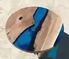 Epoxy Ocean Round Table Top With Walnut Wood Blue Clear Epoxy Table Tops Gifts