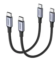 UGREEN 2 Pack 100W USB C to USB C Cable 0.5M USBC to USBC PD Fast Charging Type C Charger Cable for iPhone 16 Pro Max, MacBook Pro, iPad Pro, Dell, Matebook, Chromebook, Pixel, Galaxy S25 S24, Switch