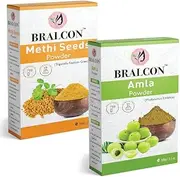 BRALCON Organic Methi Seeds Powder, Amla Powder Combo - 200g(100g x Pack of 2) |Fenugreek/Methi Seeds Powder, Amla/Gooseberry Powder For Face Pack And Hair Growth| Skin Whitening & Hair Care Powder