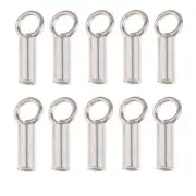 10pcs 925 Sterling Tube Beads Stoppers Cord End for Jewelry