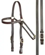 Aintree Plain Barcoo 20mm Wide Brass Fitting Bridle With Reins Cob or Full