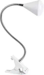 OttLite LED Cone Clip Lamp | Task Lamp, Desk | Sturdy Clip, White