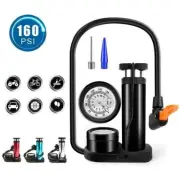Mini Portable Bicycle Pump Tire Foot Air Inflator Bike 160PSI with Barometer
