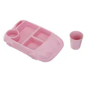 Cartoon Kids Dinnerware Set Bamboo Assembled Tableware With Plate Bowl Cup Picnic Kitchen Pnik