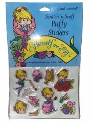 Vintage 1982 HERSELF THE ELF Scratch ‘n Sniff PUFFY STICKERS A.G.C. Sealed