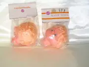 Zims Rubber doll heads set of Two Still in package Vintage With Pattern