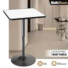 White Adjustable Counter Height Pub Bar Cocktail Table Wood Rectangular Tabletop