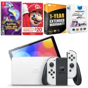 Nintendo Switch White OLED + Pokemon Violet Game + Nintendo $20 eShop Gift Card