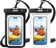 JOTO 2 Pack Waterproof Phone Pouch Case Up to 7", IPX8 Underwater Phone Case Cellphone Dry Bag for iPhone 16 15 14 13 12 Pro Max Xs Max XR X 8 7 6S Plus SE/Galaxy S24 S23 S22 S21 -Black/Clear