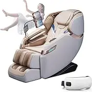 Back Massage Chair, Leisure Massage Premium Massage Recliner Airbag AI Operator Panel with LED Large Touch Screen Music Function Commuter Home Use(White)
