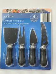 Crofton Cheese Knife Set 4 pieces All Stainless Black Finish