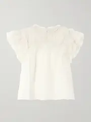 [Ulla Johnson] Ulla Johnson - Esme Frayed Ruffled Wool-gauze Blouse - White - US6 US 6 White