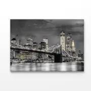 B&W Night City With Lights Print 100% Australian Made 120 x 90cm (Acrylic)