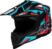 IXS 363 2.0, motocross helmet , color: Matt Black/Red/Light Blue , size: M