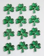 12 Shamrock Jewels / St Patrick's Day / FLAT Back Craft Embellishments / 3/4"