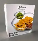 New Eternal Large Chip & Salad Bowl, 2 Attachable Dip Cups, Clear *Ships Fast