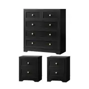 Oikiture 5 Chest of Drawers and 2 Bedside Tables Furniture Set