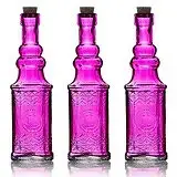 Vintage Shabby Chic Fuchsia Glass Bottle with Cork