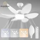 Socket Fan Light 20.5" Ceiling Fan with Remote E27 Bulb 3 Speeds 3 Colors 40W